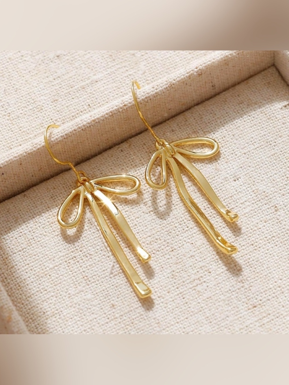 14K Gold Plated Bow Drop Earrings
